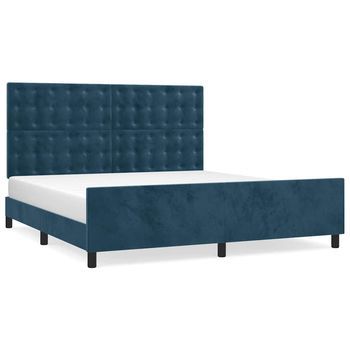Cama Doble | Cama Para Adultos | Estructura Cama Con Cabecero Terciopelo Azul Oscuro 180x200 Cm