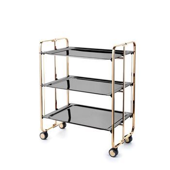 Carrito Auxiliar Plegable Bauhaus Dorado Con Ruedas – 3 Niveles Y 3 Posiciones,,negro