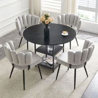 conjunto de mesa y sillas - comedor - mdf metal y tejido - negro y gris 107x107x75cm
