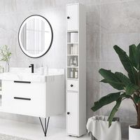 mueble auxiliar bano moderno de melamina kleankin 20x20x180 cm blanco