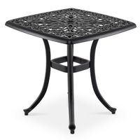 costway mesa auxiliar exterior aluminio fundido todo clima con orificio sombrilla mesita cafe cuadrada antioxido jardin porche balcon negro