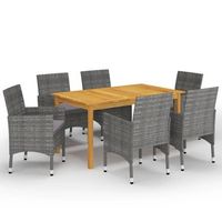 set de comedor de jardin de 7 piezas gris vidaxl