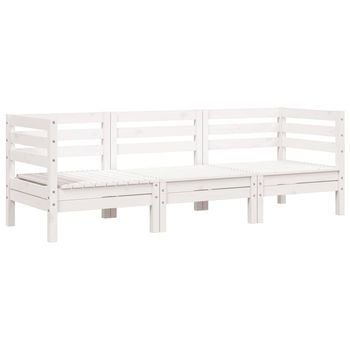 Sofá De Jardín De 3 Plazas | Sofá De Exterior Madera Maciza De Pino Blanco