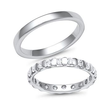 Alianzas 8 quilates oro blanco 20 diamantes