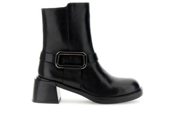 botines de piel con accesorio black 37