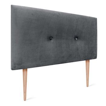 Dhome Cabecero De Terciopelo Liso Con Botones 110x115 Con Patas Camas 105 - Gris Oscuro