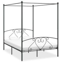 cama matrimonial  cama para adultos  estructura de cama con dosel metal gris 160x200 cm cfw422274