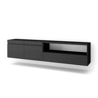 mueble tv television muebles de salon almacenaje 200x45x35cm para tv hasta 80 colgado suspendido estilo moderno negro