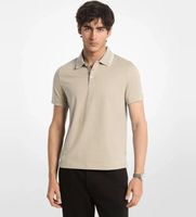 michael kors para hombre cs652wr19p polo de punto liso de algodon con ribete beige m casual manga corta