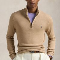 polo ralph lauren half zip cotton knit jumper - xl