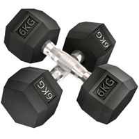 homcom juego de mancuernas de 6kg con barra de conexion metalica y cabeza hexagonal juego de pesas 12kg total para entrenamiento