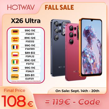 Teléfono Inteligente HOTWAV X26 Ultra, Pantalla Grande de 6.75'' y 120Hz, Android 16 Cyber Island, Cámara de 13MP, Teléfono Móvil Ultrafino, 6GB RAM, 128GB ROM, Batería de 5160mAh, Carga Rápida de