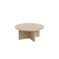 mesa de centro redonda de madera maciza natural 85 cm barnizado