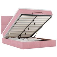 estructura cama otomana con colchones terciopelo rosa 140x190cm vidaxl