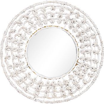 Espejo De Pared - Diseño Redondo Boho Bali Blanco (60 Cm) - Lenai Blanco