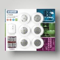 led push on lights white 6 pack