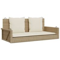 banco columpio  banco de jardin con cojines ratan sintetico beige 119x56x48 cm