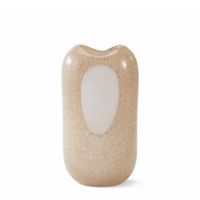 jarron decorativo de vidrio soplado beige y blanco h37