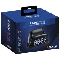 indeca base de carga con reloj despertador rgb para ps5 dualsense y dualsense edge
