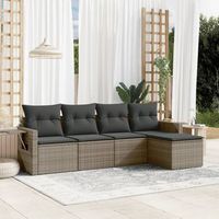 conjunto de sofas jardin con cojines 5 uds  mueble jardin mesa y sillas ratan sintetico gris cfw588938