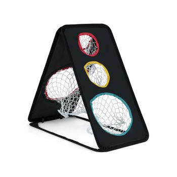 Costway Red de Golf para Chip de Doble Cara Sistema de Entrenamiento de Triple Objetivo con 5 Agujeros Estructura Triangular Accesorios Negro