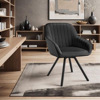 Silla de comedor giratoria 360º de terciopelo 58x58x82 cm negro
