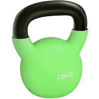 homcom pesa rusa de 12 kg de hierro fundido con revestimiento de neopreno verde para entrenamiento de fuerza y musculacion   aosom espana