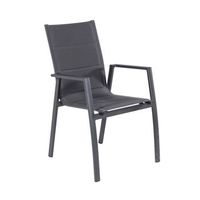 sillon de exterior acolchado y apilable aluminio y textilene color antracita 57x69x94 cm