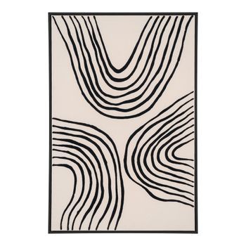 Impresión En Lienzo Negro Y Beige Curvas 60 X 90 Cm