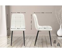 set de 4 sillas de comedor antibes en polipiel simil cuero blanco 55x45x84 cm