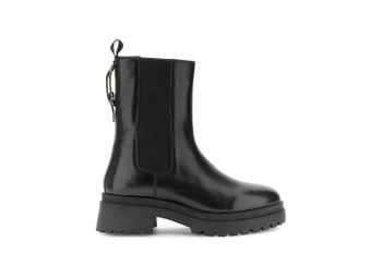 botines de piel con elásticos y hebilla trasera black 40