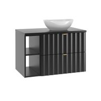 mueble lavabo individual 80cm paneles de melamina y mdf negro