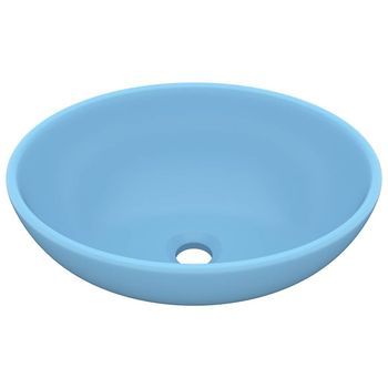Lavabo De Lujo Ovalado Cerámica Azul Claro Mate 40x33 Cm Vidaxl
