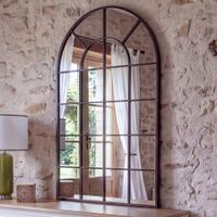 espejo tipo ventana en arco de acero 65x110 cm