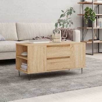 Mesa De Centro，mesa Auxiliar，mesa De Café Madera De Ingeniería Roble Sonoma 102x44,5x50 Cm Cfw774568