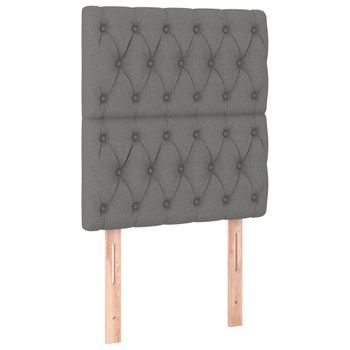 Cabecero Cama Mueble De Dormitorio Con Luces Led Tela Oscuro 80 X 7 X 118/128 Cm Gris M02_0009048