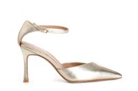 escote de piel laminada con tira en el tobillo light gold