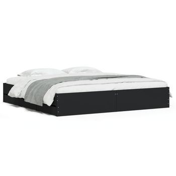 Estructura Cama Con Cajones Madera Ingeniería Negra 180x200 Cm Vidaxl