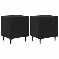 pack 2 uds mesita de noche  armario de noche  mesa de noche con cajon roble negro 40 x 35 x 475 cm