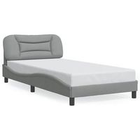 cama para adulto  cama individual  estructura de cama con cabecero de tela gris claro 100x200 cm