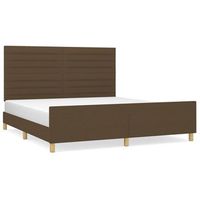 estructura de cama con cabecero de tela marron 160x200 cm