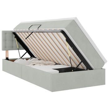 Cama Con Almacenamiento Gris Claro 90 X 200 Cm Terciopelo Vidaxl