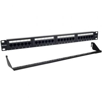 Patch Panel Phasak PU 2424 24P Cat.6 UTP 1U Dual Organizador Rack 19″ Aluminio Negro