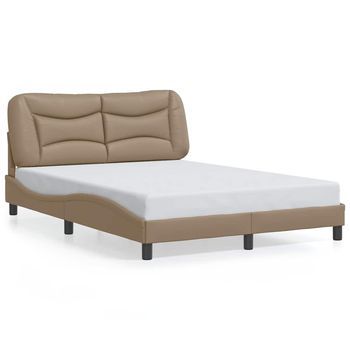 Estructura De Cama Sin Colchón Hvar Cuero Sintético Capuchino 140x190cm Vidaxl