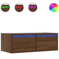 mueble de tv con luces led roble marron 75x355x25 cm vidaxl