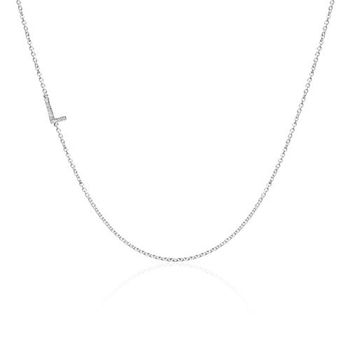 Cadena de letras de oro blanco de 14 quilates con diamantes