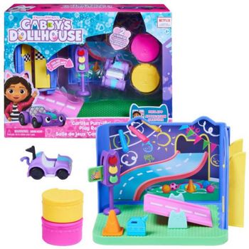 SPIN MASTER - LA CASA DE MUÑECAS DE GABBY - SALA DE JUEGOS DE CARLITA - Sala de Juegos felincreíble con el Coche de Juguete Carlita, 2 Accesorios, 2 Muebles y 2 Cajas Sorpresa - 6064149 - Juguetes