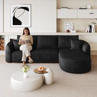 sofa modular en l negro de 266 cm 4 plazas chaise longue y espuma