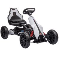 homcom kart coche electrico infantil 12v 3-8 anos velocidad 3-5kmh cinturon de seguridad 100x58x585cm blanco   aosom espana