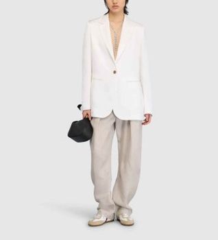 Semicouture para mujer. S6SM06 Americana Ebony blanco (44), Casual, Viscosa